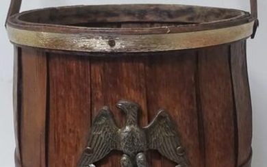 Late 19thc Wooden barrel W/Brass Eagle