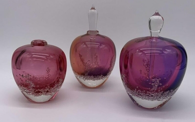 Lot 3 BUZZ BLODGETT Art Glass Perfume Bottles