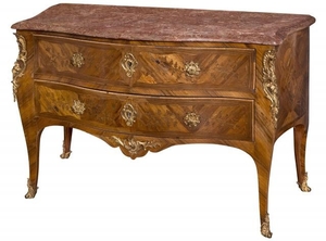 Louis XV Ormolu-Mounted Kingwood and Amaranth Marquetry Commode