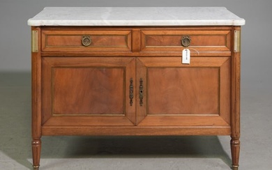 Louis XVI Style White Marble Top Buffet / Cabinet