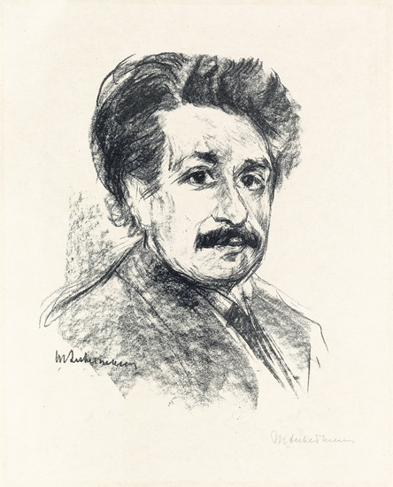 MAX LIEBERMANN Porträit Albert Einstein. Lithograph on light tan imitation Japan paper, 1925....