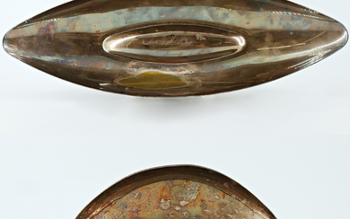 Manifattura Christofle. Lotto composto da due centrotavola ed un set di quattro salini in vetro e metallo argentato (L. max…