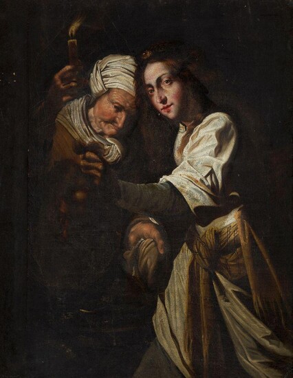 Manner of Michelangelo Merisi da Caravaggio, called Caravaggio, late 18th / early 19th century- Judith and Holofernes; oil on canvas, 112.5 x 86.5 cm., (unframed).