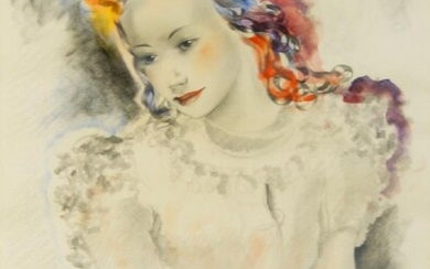 Mariette Lydis, Austrian 1887-1970- Portraits of Mila; pencil and watercolour on paper, two, ea. signed, titled, inscribed 'Paris', and dated 1936 and 1937 respectively, ea. 37.5 x 27 cm (ARR) (2)