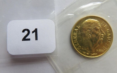 Médaille or - Module de 20 Francs "Charles de Gaulle" 1980 (Monnaie de Paris pour les Éditions Laleta, or 999,9 millièmes, 6,45 g, 50 000 exemplaires) FDC sous blister dans son étui avec son certificat