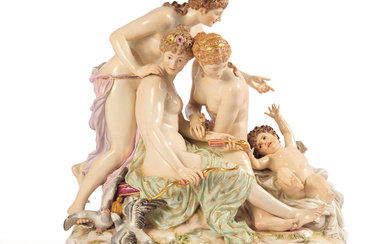 Meissen | LARGE PORCELAIN GROUP 'THREE GRACES WITH CUPID'