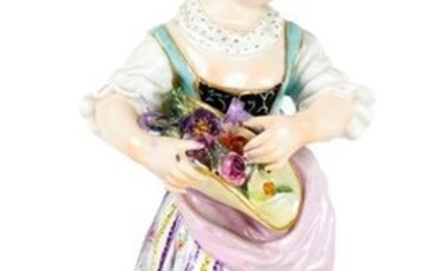 Meissen Young Girl with Flower Basket Porcelain