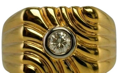Mens Diamond Ring Solitaire 14K Gold Band Vintage