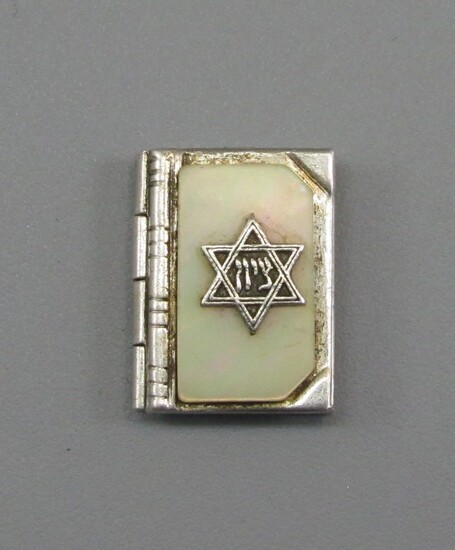 Miniature Jewish Silver Pendant In the Shape of a Torah Book