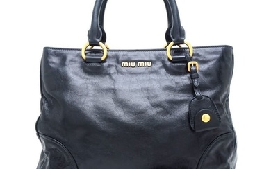 Miu Miu MIU RN1092 2Way Bag Leather Black Outlet 350742