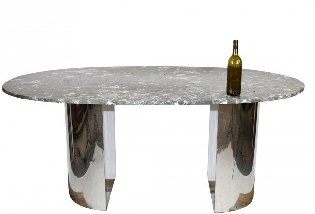 Modern double chrome base desk with marble top