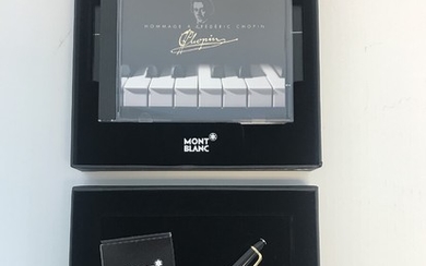 Montblanc: A Limited Edition Meisterstück “Hommage À Frédéric Chopin 145” fountain pen set with black resin and gold-toned trimmings. L. 14 cm.