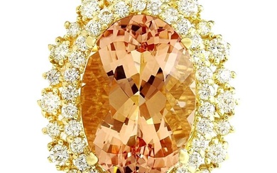 Morganite Diamond Ring 14K Yellow Gold