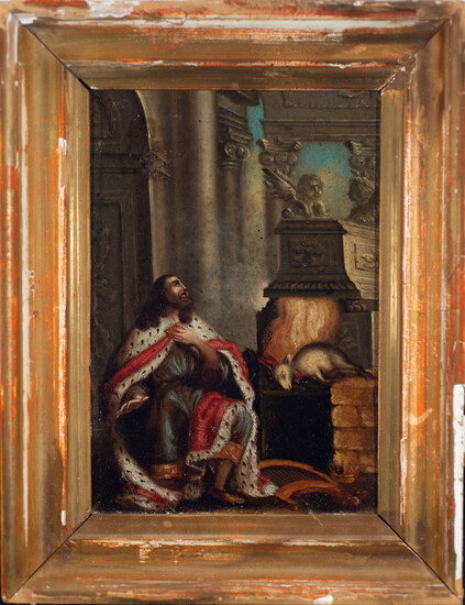 Moses in front of the Ark of the Covenant, 18th century Italian school