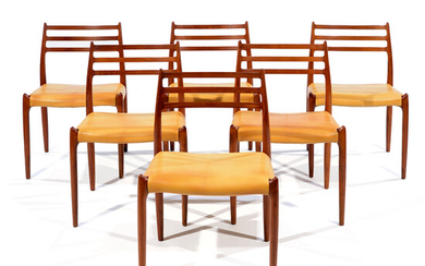 NIELS OTTO MLLER (1920-1981) Suite de six chaises "modle 78",...