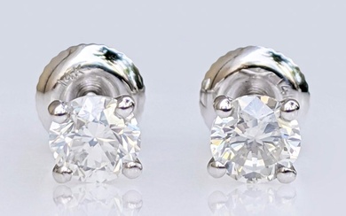 ***NO RESERVE*** 1.00 Carat Diamond - 14 kt. White gold - Earrings Diamonds