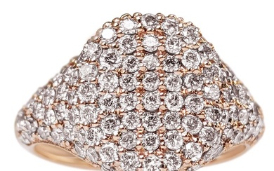 ***NO RESERVE*** 1.27 Fancy Pink Diamonds Dome Pink gold - Ring Diamond