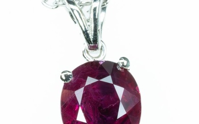 **No Reserve** - 18 kt. White gold - Necklace with pendant - 1.33 ct Ruby - Intense Red (Burma)