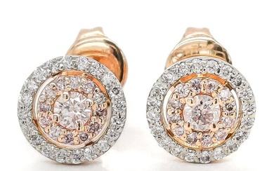 No Reserve Price - 0.52 Carat Pink and White Diamonds - Earrings Rose gold, White gold
