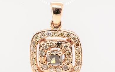 No Reserve Price - 0.53 tcw - Fancy Dark Greenish Brown - 14 kt. Pink gold - Pendant Diamond