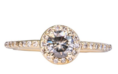 ** No Reserve Price ** 0.78 ctw Natural Fancy Gray SI1 - 14 kt. Gold - Ring - 0.46 ct Diamond - Diamonds - 0.32 ctw