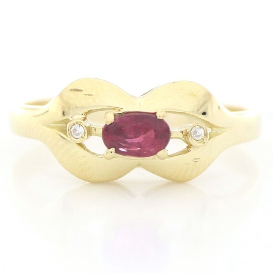 '' No Reserve Price '' - 18 kt. Yellow gold - Ring - 0.50 ct Ruby - Diamonds