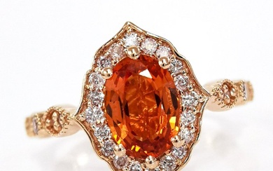 No Reserve Price - Ring - 14 kt. Rose gold Sapphire - Diamond