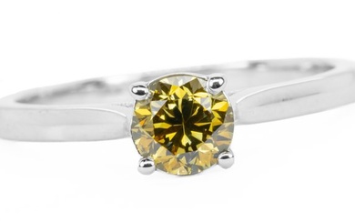 No Reserve Price - Ring - 18 kt. White gold - 0.66 tw. Yellow Diamond (Natural coloured)