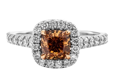 No Reserve Price - Ring - 18 kt. White gold - 1.86 tw. Orange Diamond (Natural coloured) - Diamond