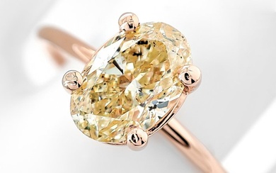 No Reserve Price - Ring Rose gold - 1.15 tw. Yellow Diamond (Natural coloured)