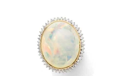 OPAL AND DIAMOND RING.