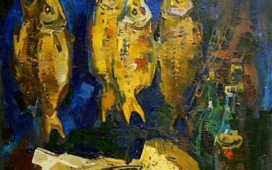 Oil painting Dried fish Sologubov Nikolay Vasilievich