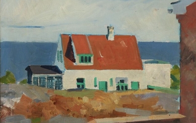 Olaf Rude: View from the artist's studio in Allinge. Signed Olaf Rude. Oil on canvas. 55×67 cm.