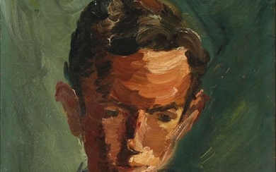 Oluf Høst: Portrait of the artist son Ole Høst. Signed OH. Oil on canvas. 50×38 cm.
