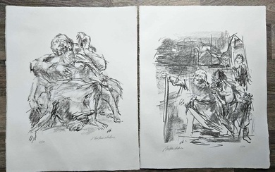Oskar Kokoschka (1886 - 1980) - Two Lithographs - Gloucester led by an old man - Lear with the body of Cordelia