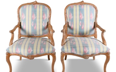 PAIR OF FAUX BOIS CARVED PINE OPEN ARMCHAIRS 39 x 27 1/2 x 28 3/4 in. (99.1 x 69.9 x 73 cm.)
