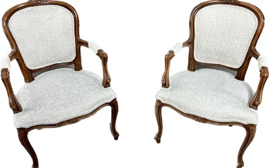 PAIR OF FRENCH LOUIS XV STYLE OAK ARMCHAIRS