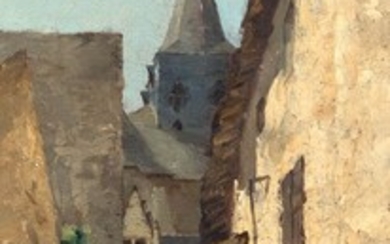 PAUL DÉSIRÉ TROUILLEBERT(1829 Paris 1900)La ruelle des Sœurs à Candes. Huile sur toile. Signé en...
