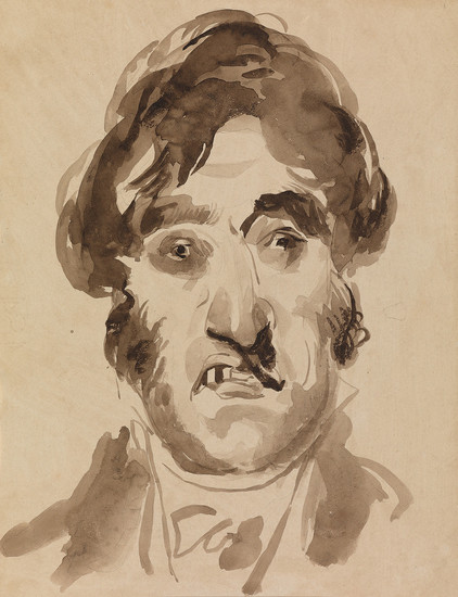 PIERRE-LUC-CHARLES CICERI (Saint-Cloud 1782-1868 Saint-Chéron) Self Portrait. Brush and brown ink and wash...