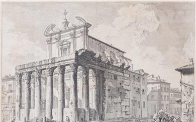 PIRANESI, GIOVANNI BATTISTA (1720-1778), "Veduta del Tempio di Antonino e Faustina in Campo Vaccino"