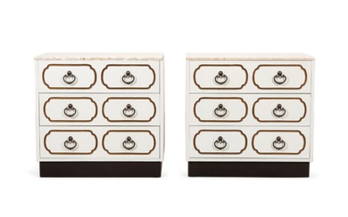 PR DOROTHY DRAPER STYLE CHESTS WITH MARBLE TOP