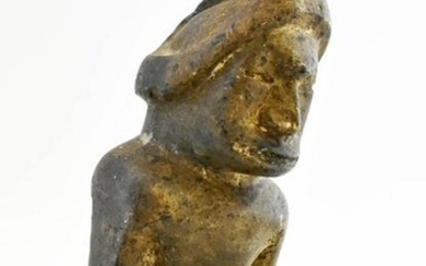 PRE-COLUMBIAN STYLE CARVED GRANITE FIGURE OF A MAN