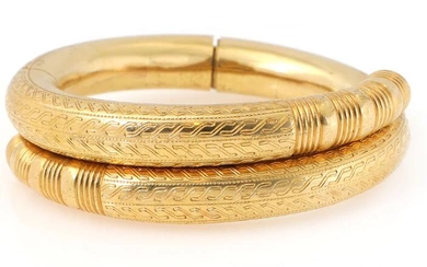 P.T. Bumbech A bangle of 14k gold chased in Nordic style. Weight...