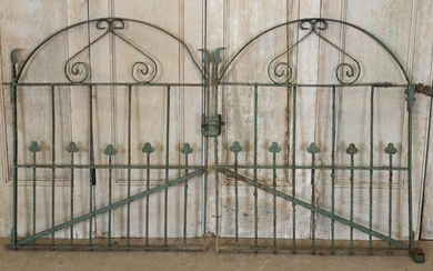 Pair Wrought Iron Trefoil Theme Garden Gates