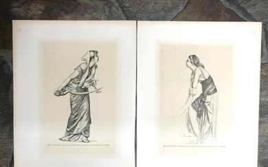 Pair of 19thc French Engravings, Classical Females