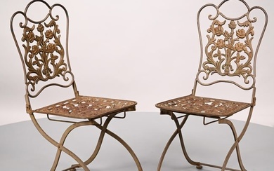 Pair of Cast-Iron Folding Bistro Chairs