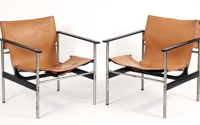 Pair of Charles Pollock for Knoll Sling chairs Model 657