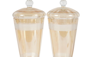Pair of Etched-Glass Candy Jars