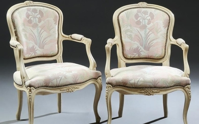 Pair of French Louis XV Style Polychromed Beech