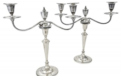 Pair of George III Sterling Silver Candlesticks and a Pair of Silver-Plated Branches